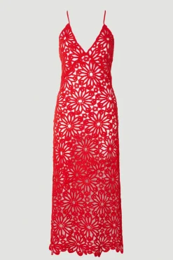 Robe Maxi de Plage Tissée au Crochet Floral