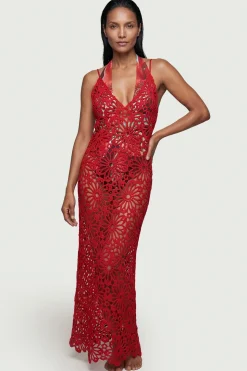 Robe Maxi de Plage Tissée au Crochet Floral