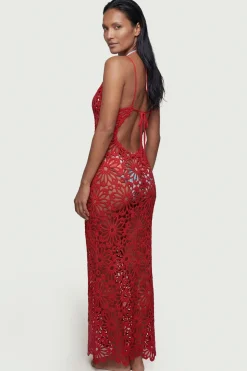 Robe Maxi de Plage Tissée au Crochet Floral