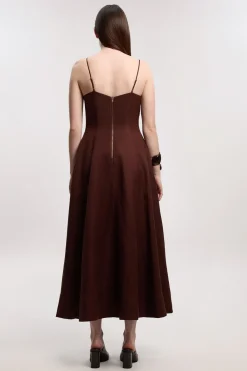 KarenMillen Robe maxi de soirée en lin tissé de viscose<Femme Robes Bal De Promo|Robes