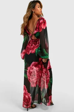 Robe maxi Dobby à volant floral