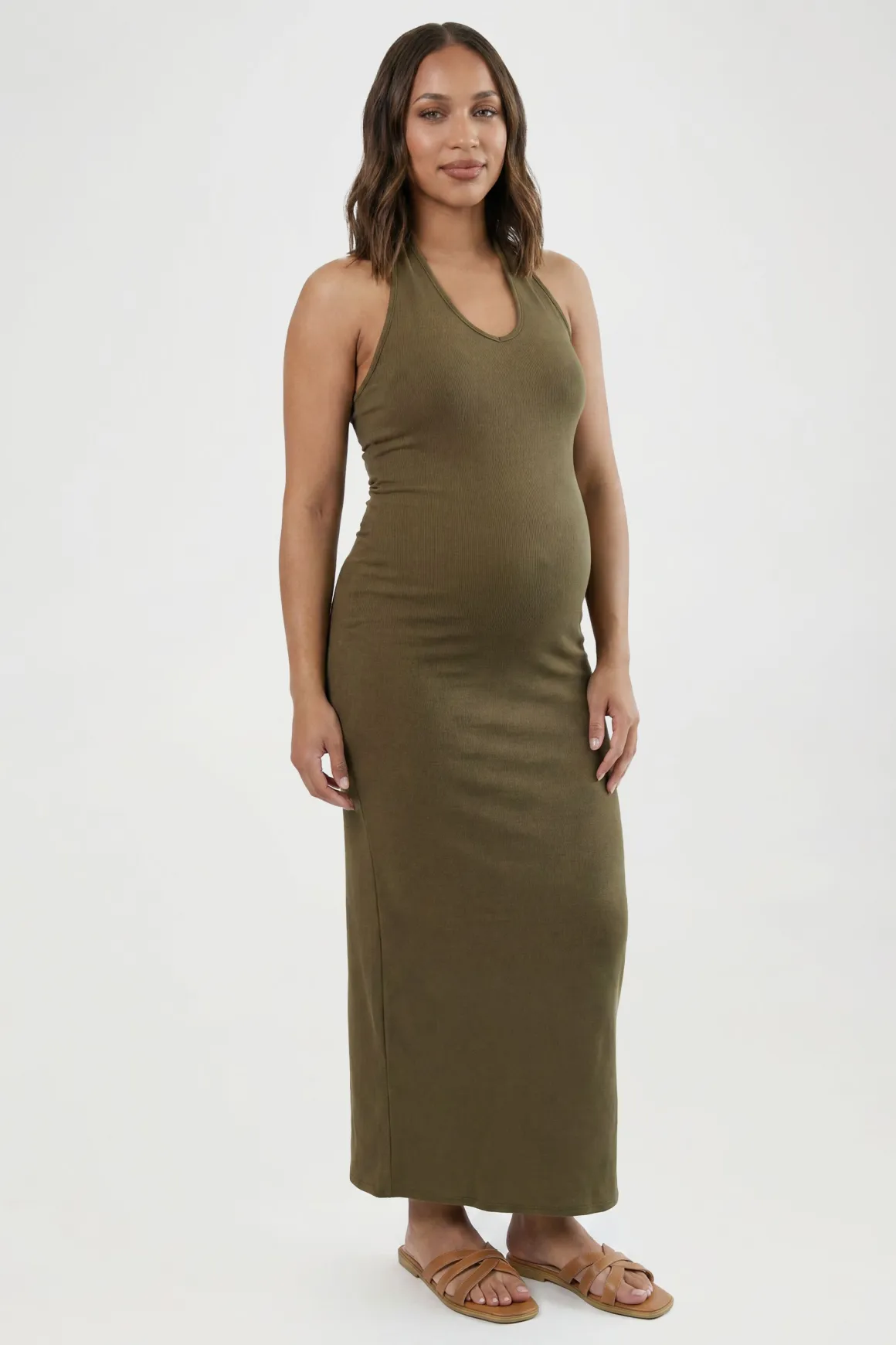 Robe Maxi Dos Nageur Côtelée De Maternité