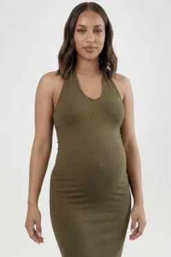 Robe Maxi Dos Nageur Côtelée De Maternité