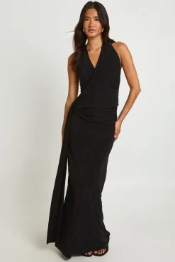 Robe Maxi Dos Nu À Drapé Frontal