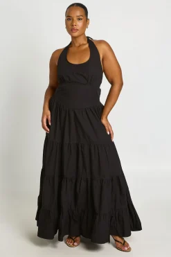 Robe Maxi Dos Nu En Popeline Grande Taille