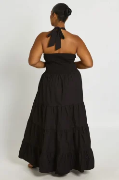 Robe Maxi Dos Nu En Popeline Grande Taille
