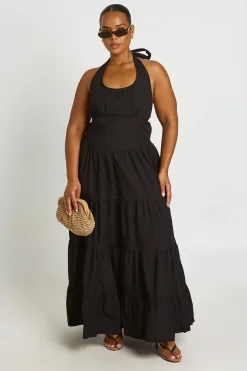 Robe Maxi Dos Nu En Popeline Grande Taille