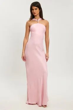 KarenMillen Robe Maxi Dos Nu En Viscose Satinée Petite<Femme Satin Et Dentelle|Robes