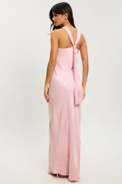 KarenMillen Robe Maxi Dos Nu En Viscose Satinée Petite<Femme Satin Et Dentelle|Robes