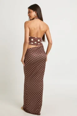boohoo Robe Maxi Dos Nu À Pois Ton Sur Ton Avec Découpe À La Taille<Femme Pois|Robes