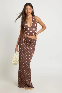boohoo Robe Maxi Dos Nu À Pois Ton Sur Ton Avec Découpe À La Taille<Femme Pois|Robes