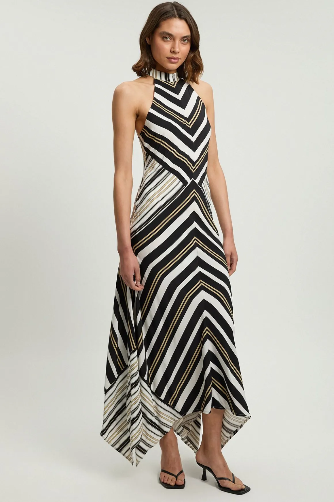 Robe Maxi Dos Nu À Rayures Contrastées En Viscose