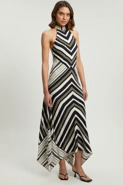 KarenMillen Robe Maxi Dos Nu À Rayures Contrastées En Viscose Petite<Femme Toutes Les Robes|Robes