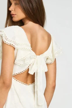 Robe Maxi Dos Ouvert Détails Volantés Effet Dévoré Pour Occasion Spéciale