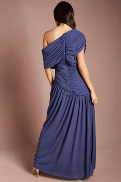 Robe Maxi Drapée Asymétrique Une Épaule Contour Collective