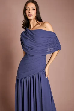 Robe Maxi Drapée Asymétrique Une Épaule Contour Collective