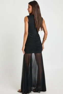 Robe Maxi Drapée Avec Détails Ornementaux