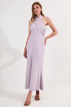 Robe Maxi Drapée en Crépe Jersey