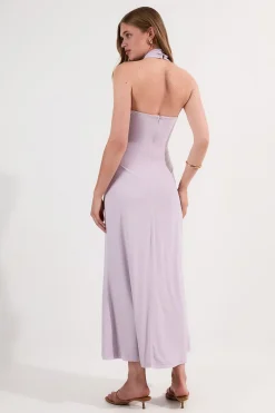 Robe Maxi Drapée en Crépe Jersey
