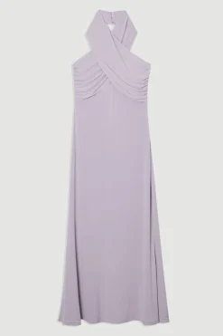 Robe Maxi Drapée en Crépe Jersey