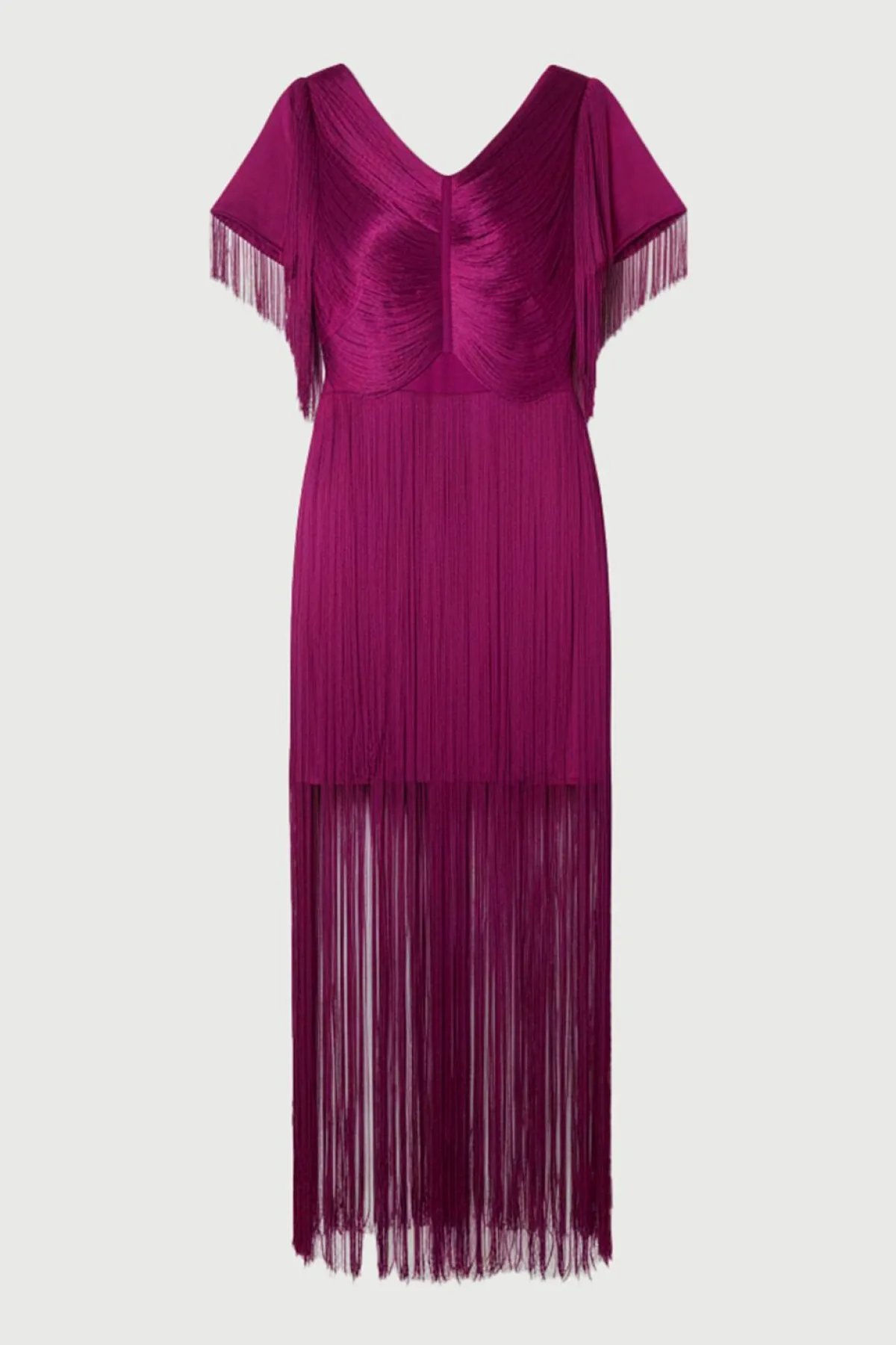 KarenMillen Robe maxi drapée à franges en tricot<Femme Pulls Et Gilets|Toutes Les Mailles