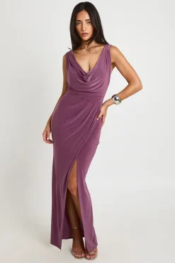 Robe Maxi Drapée Froncée Au Toucher Doux