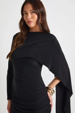 Robe maxi drapée à manches longues Slinky