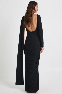 Robe maxi drapée à manches longues Slinky