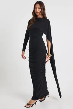 Robe maxi drapée à manches longues Slinky