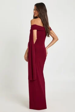 Robe Maxi Drapée à Épaules Dénudées avec Détail Torsadé