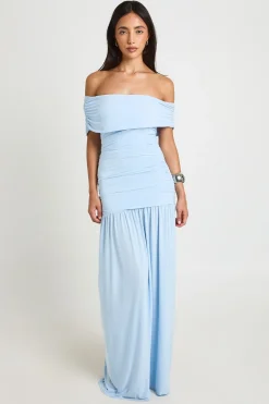 boohoo Robe Maxi Drapée Épaules Dénudées Toucher Doux<Femme Robes|Robes De Soirée Chic
