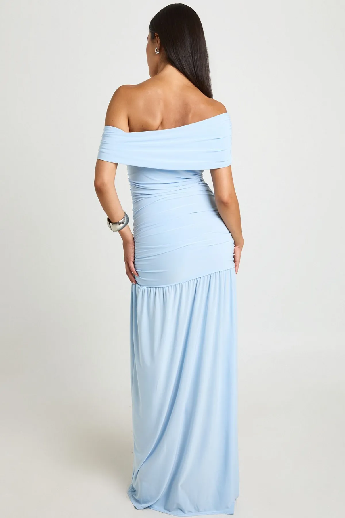 boohoo Robe Maxi Drapée Épaules Dénudées Toucher Doux<Femme Robes|Robes De Soirée Chic