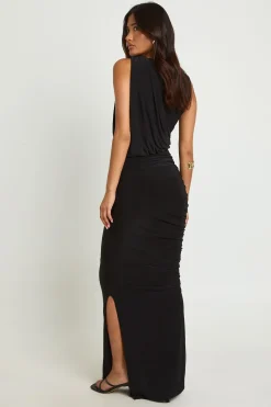 boohoo Robe maxi à drapé et froncé sur le devant<Femme Robes De Soirée|Toutes Les Robes