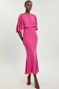 KarenMillen Robe Maxi À Détail Cape Perlée Petite<Femme Toutes Les Robes|Robes Longues