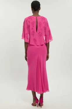 KarenMillen Robe Maxi À Détail Cape Perlée Petite<Femme Toutes Les Robes|Robes Longues