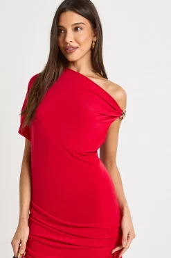 Robe Maxi à Détail de Finition Asymétrique