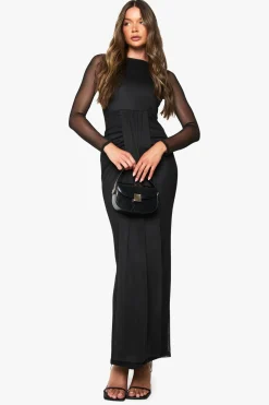Robe Maxi à Détail Drapé en Mesh