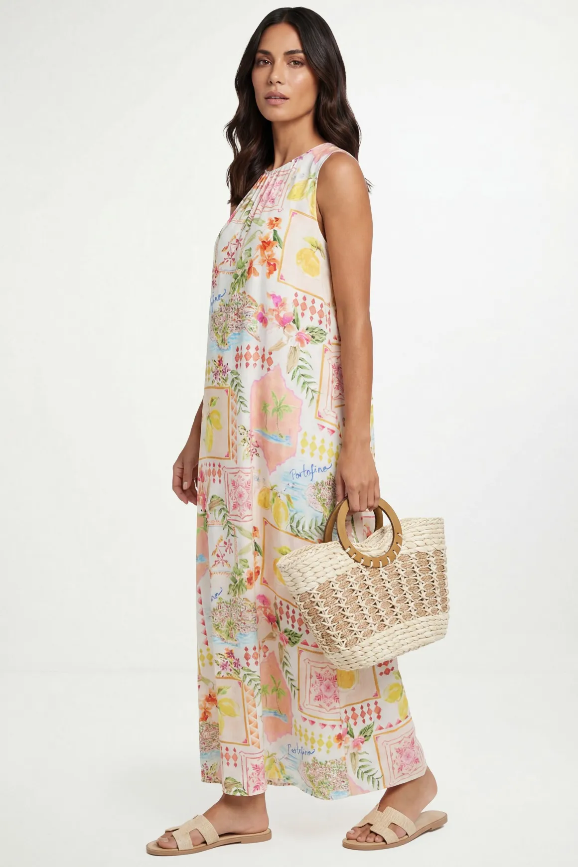 Robe Maxi D'été À Imprimé Tropical