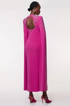 Robe Maxi en Cape Tissée Cady Ornée de Cristaux