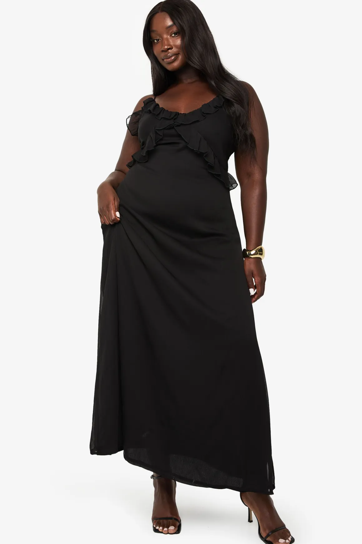 ROBE MAXI EN CHIFFON AVEC VOLANTS