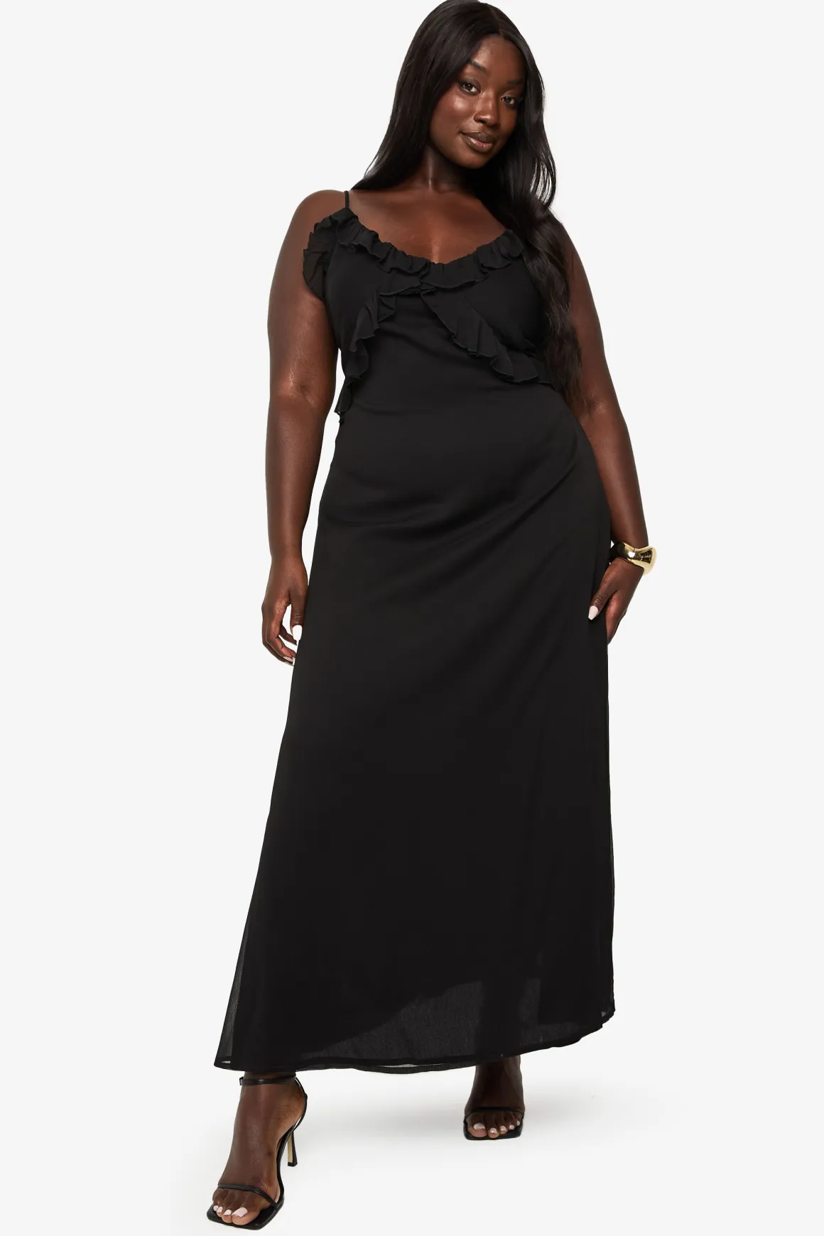 ROBE MAXI EN CHIFFON AVEC VOLANTS