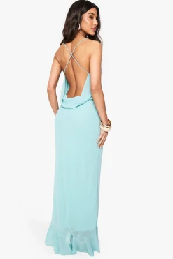 Robe maxi en chiffon à col drapé