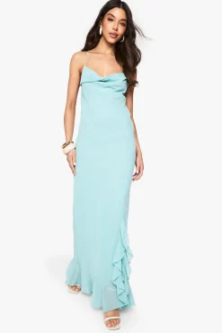 Robe maxi en chiffon à col drapé