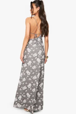 boohoo Robe maxi en chiffon floral asymétrique à colonne<Femme Toutes Les Robes|Robes Longues