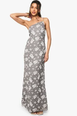 boohoo Robe maxi en chiffon floral asymétrique à colonne<Femme Toutes Les Robes|Robes Longues