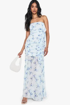 boohoo Robe maxi en chiffon froncé<Femme Robes|Robe Invitée Mariage