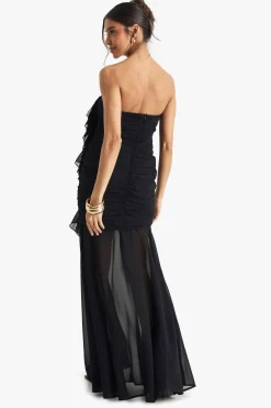 Robe maxi en chiffon froncée