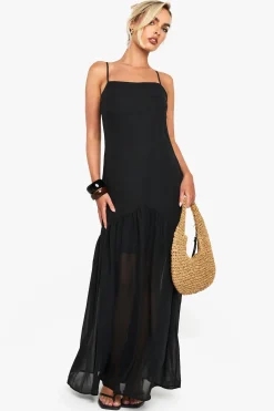 boohoo Robe maxi en chiffon à ourlet tombant<Femme Robes|Robes Longues