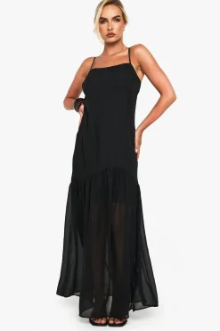 boohoo Robe maxi en chiffon à ourlet tombant<Femme Robes|Robes Longues