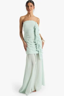 boohoo Robe maxi en chiffon ruché<Femme Robes Bal De Promo|Robes